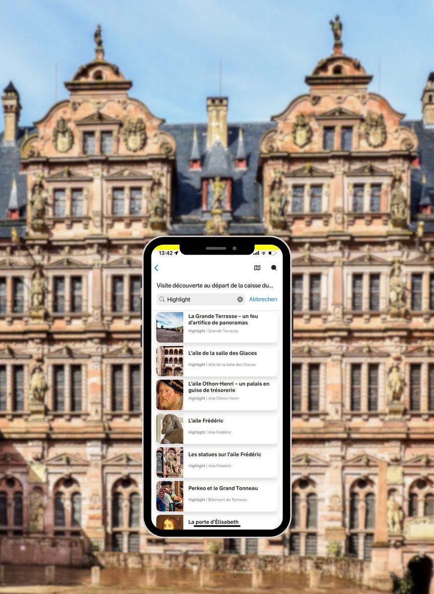 Château de Heidelberg, application Monument BW, Aperçu d’étapes Highlight