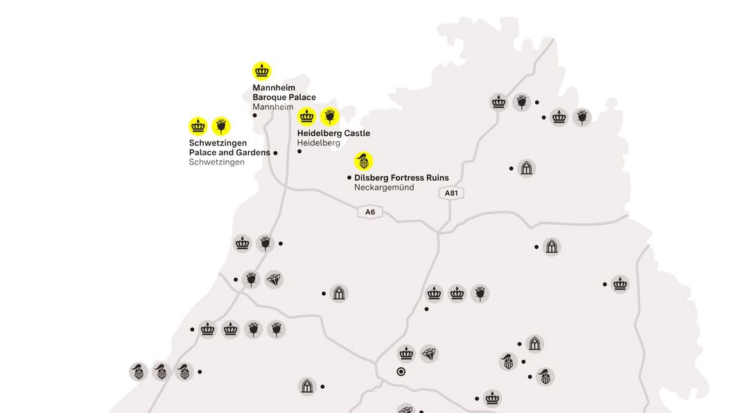 journey map, Illustration: Staatliche Schlösser und Gärten Baden-Württemberg, JUNG:Kommunikation GmbH