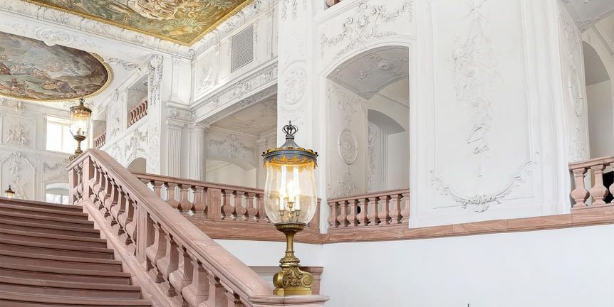 Photo: Staatliche Schlösser und Gärten Baden-Württemberg, Marco Vedana Mannheim baroque palace , staircase
